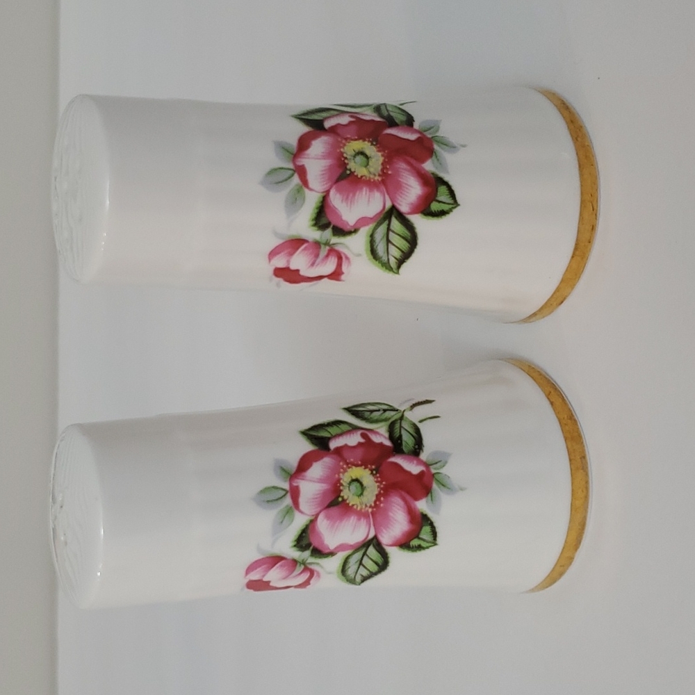Wild Rose Emblem of Alberta Vintage Salt N Pepper Shaker Set